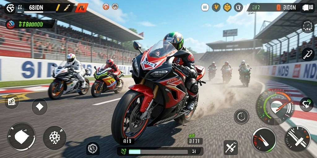 Gameplay seru dari 68IDN yang menampilkan balapan motor yang mendebarkan.