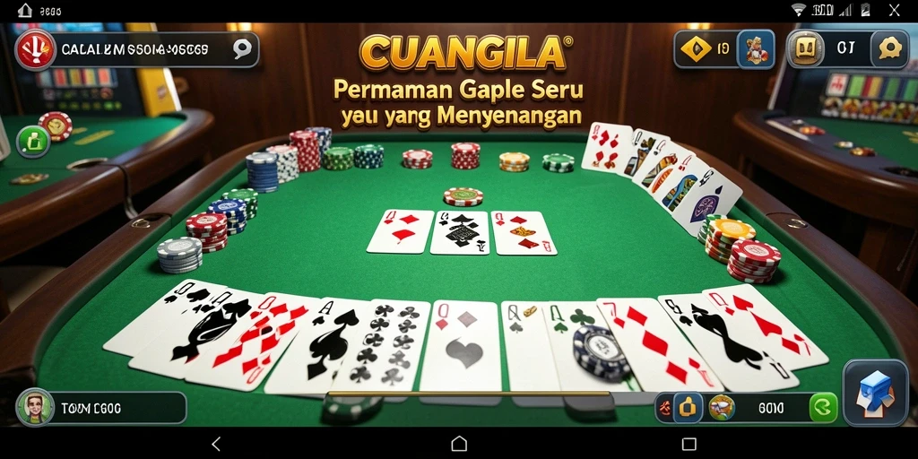 Tangkapan layar utama CUANGILA memperlihatkan suasana bermain Gaple yang seru.