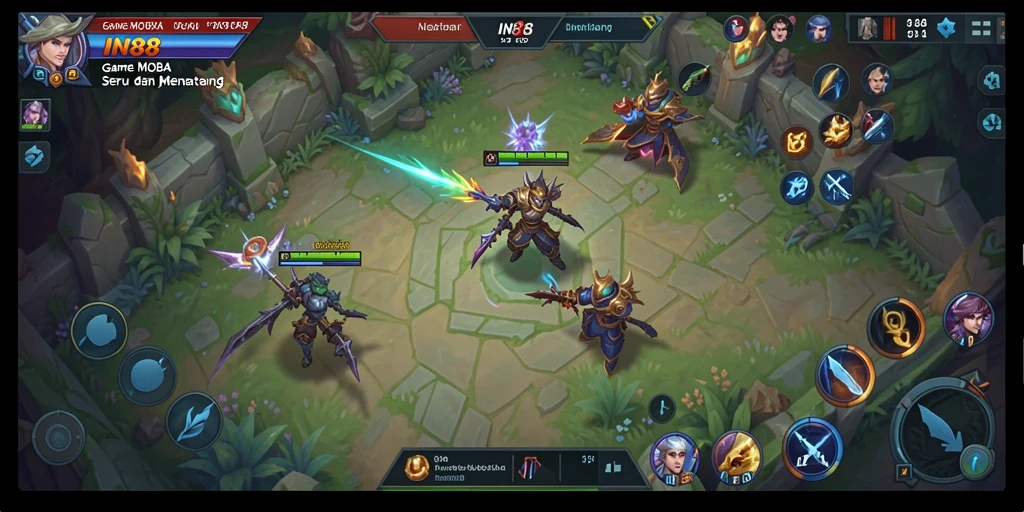 Tangkapan layar IN88 menampilkan aksi pertarungan yang mendebarkan di arena MOBA.