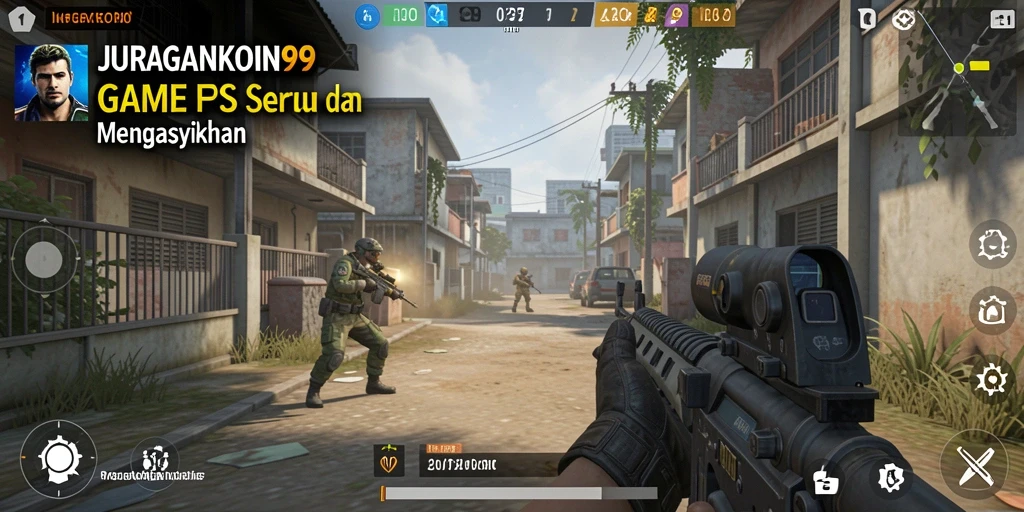 Tampilan gameplay seru dalam JURAGANKOIN99 dengan aksi tembak-menembak.