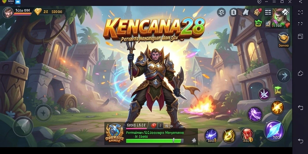 Tangkapan layar gameplay KENCANA28 yang menunjukkan strategi dan pembangunan kerajaan.