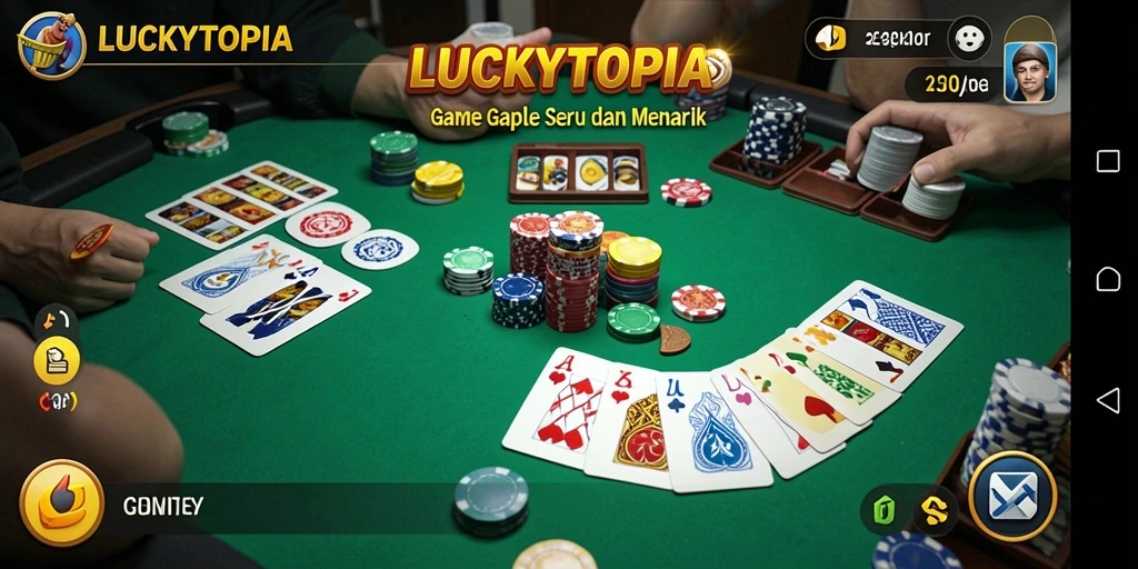 Tampilan gameplay LUCKYTOPIA yang seru dan menarik.